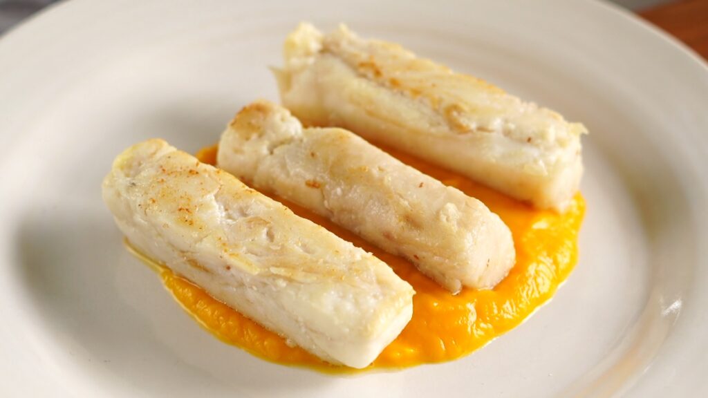 Filetti di merluzzo su crema di zucca