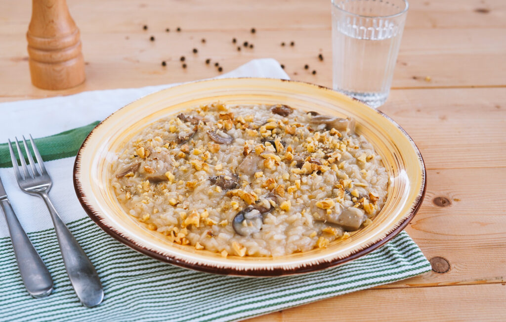 Risotto funghi e noci