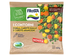 Contorno piselli, carote gialle e arancioni