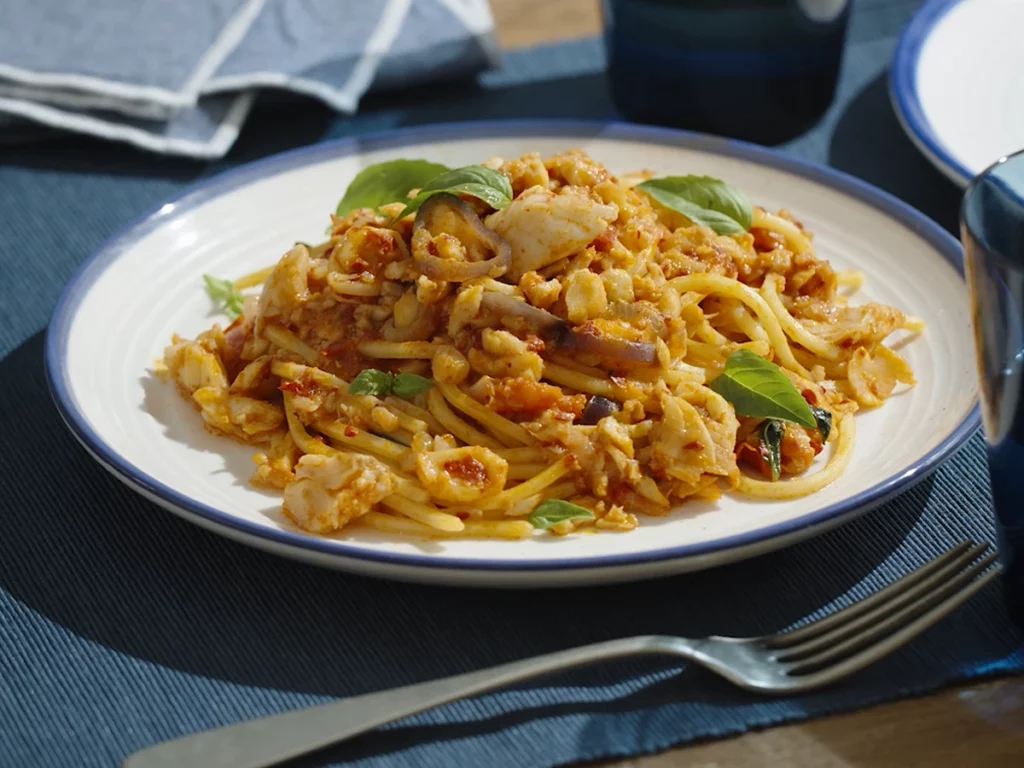 Spaghetti nasello e pomodorini
